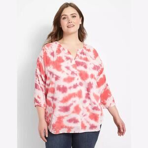 Lane Bryant Tie Dye Split Neck Top Size 18
